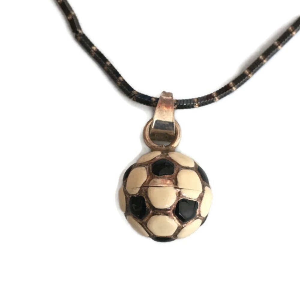 Sterling Silver Soccer Ball Pendant Anklet 10 in